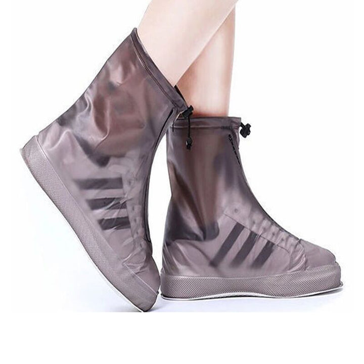 Waterproof Reusable Non-Slip Rain Boot Covers with Front Zip Seal and Adjustable Drawcord Bowlift