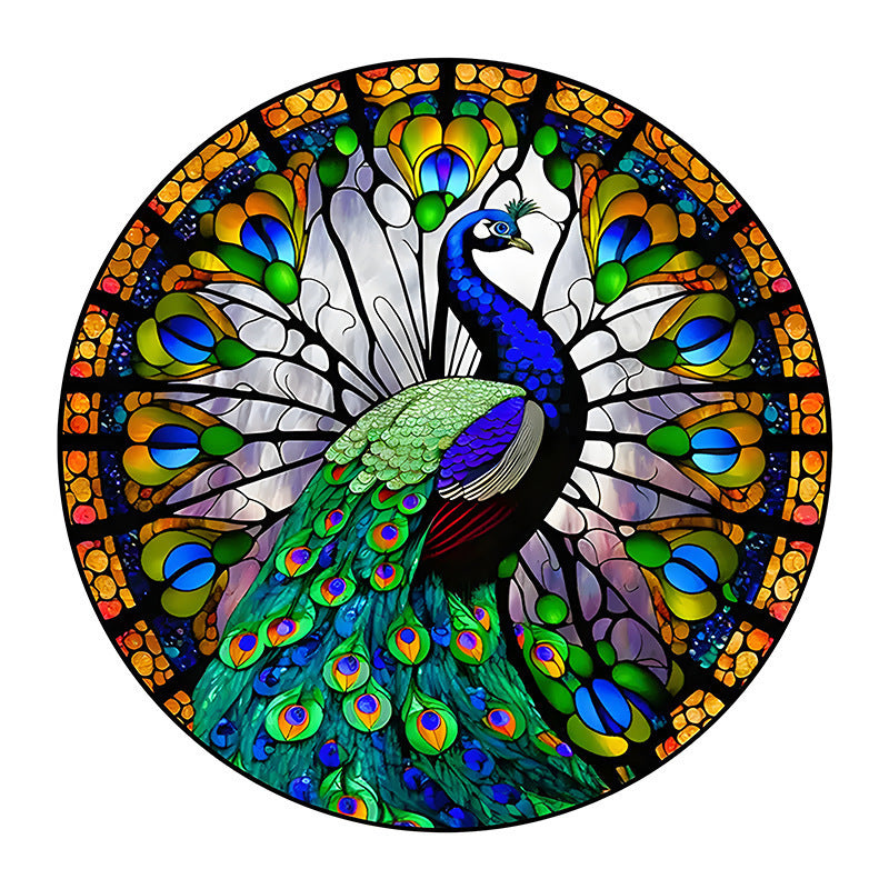Colored Glass Peacock Decorative Art