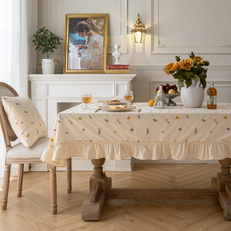 Embroidered Floral Design Table Cover