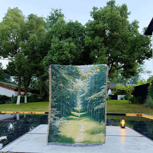 Scenic Nature-Themed Woven Throw Blanket