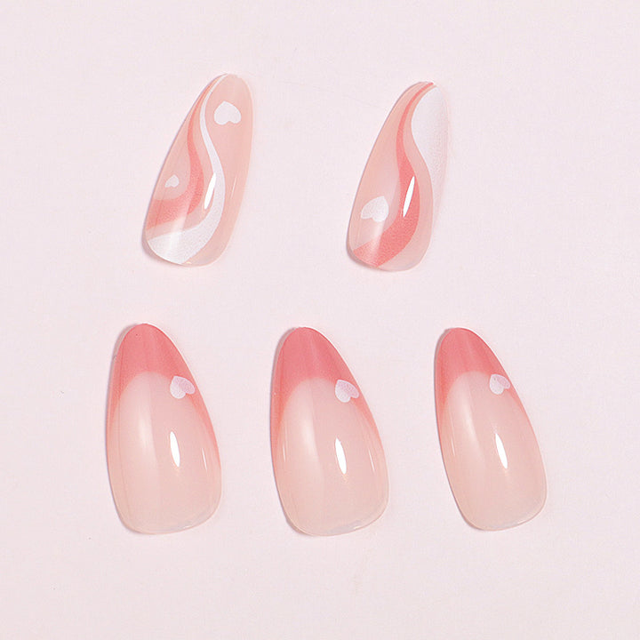 Artistic Heart-Design Press-On Nails Bowlift