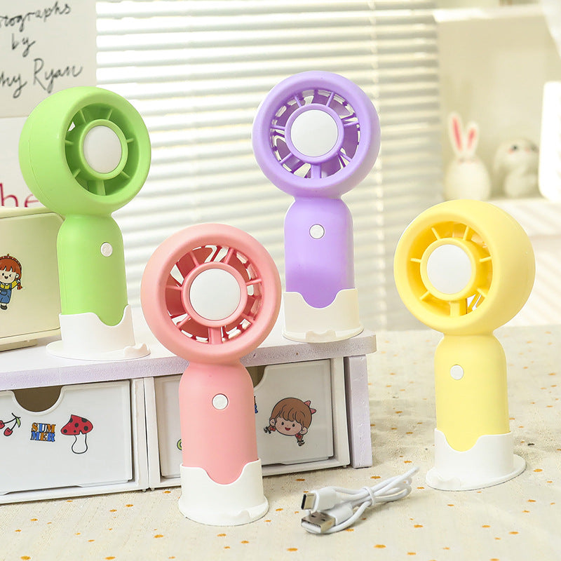 Women's Portable Mini Hand Fan with Ergonomic Handle and Cute Animal Design Bowlift