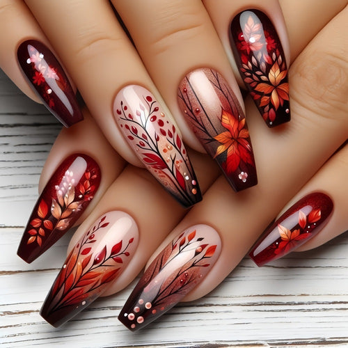Artificial nails with floral design Bowlift