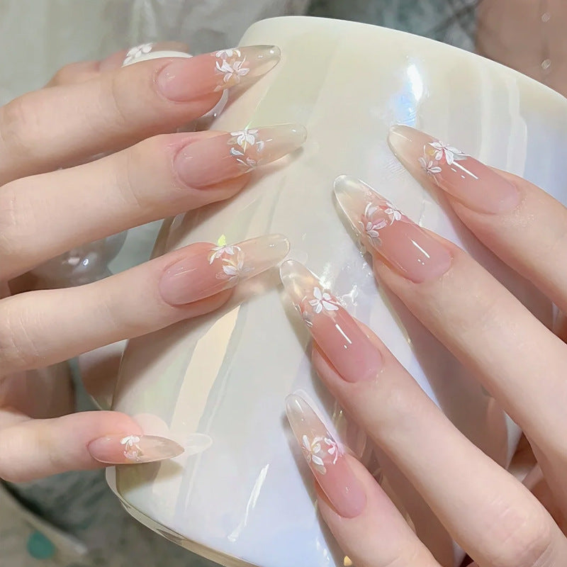 Floral French Tip Press-On Nails Bowlift
