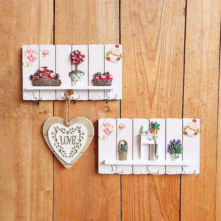 Decorative Wall Hook Rack with Flower Design