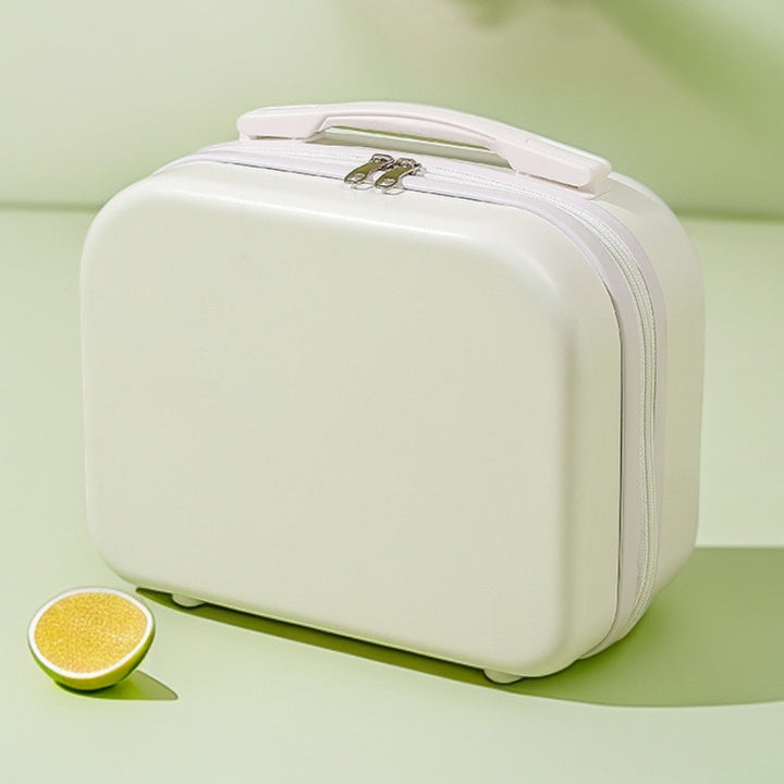 hard-shell travel vanity case with molded handle and double-zip closure Bowlift