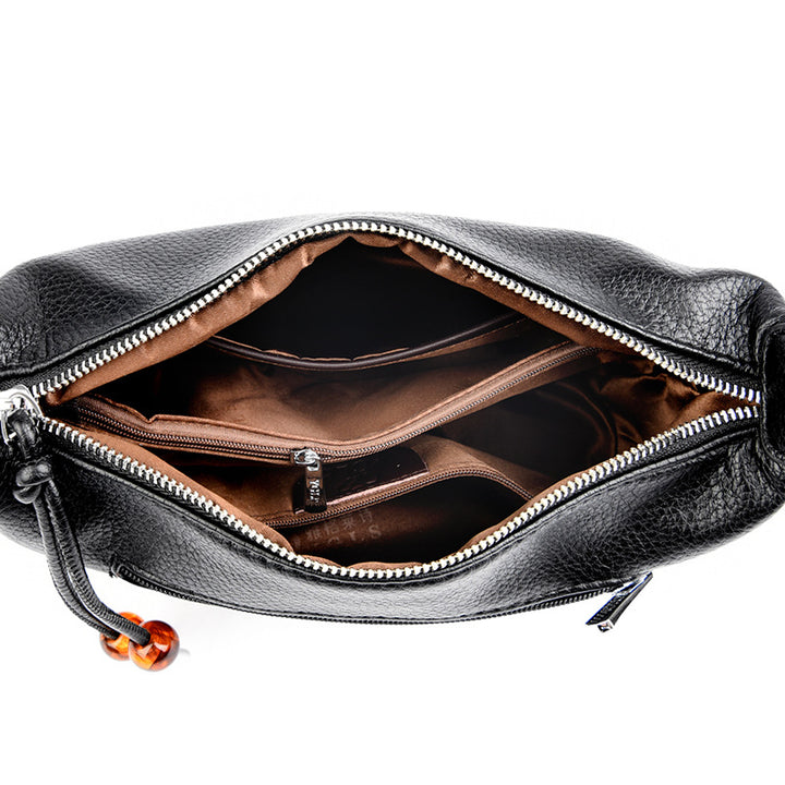 Casual Textured Leather Sling Bag Bowlift