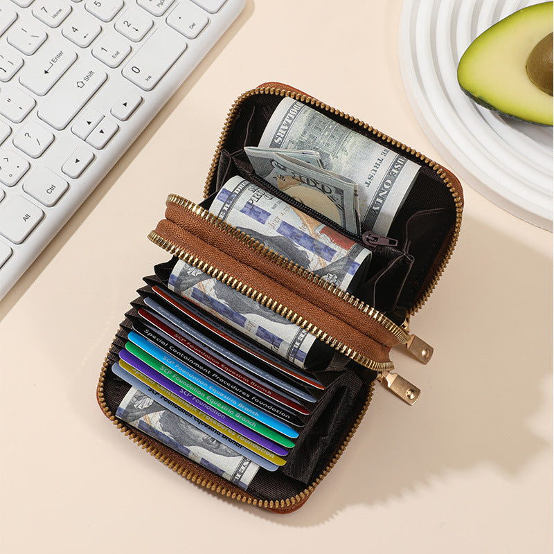 Leather Slim Zippered Coin Wallet Bowlift