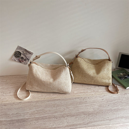 Elegant Straw Bag with Removable Shoulder Strap Bowlift