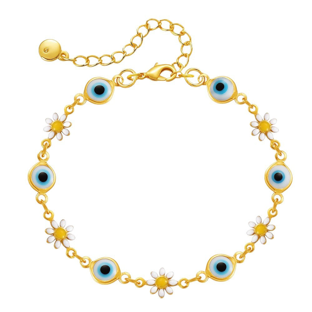 Floral Evil Eye Charm Anklet Bowlift