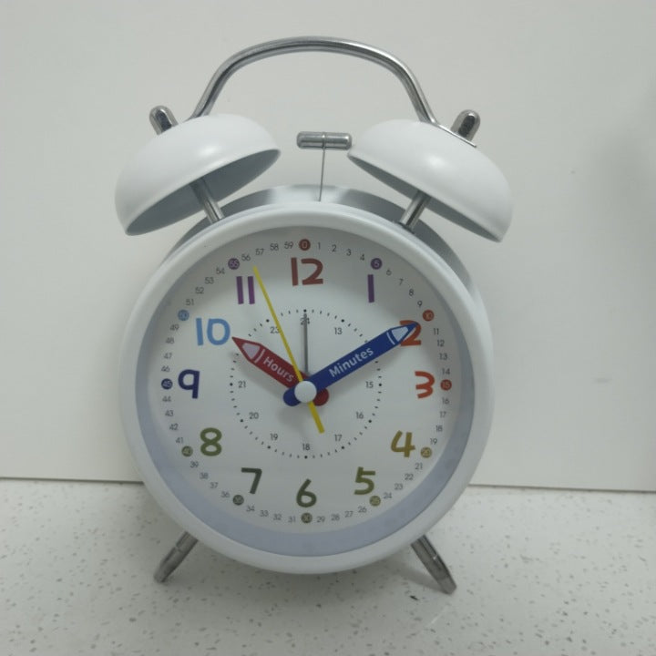 Learning clock with double bell mechanism Bowlift
