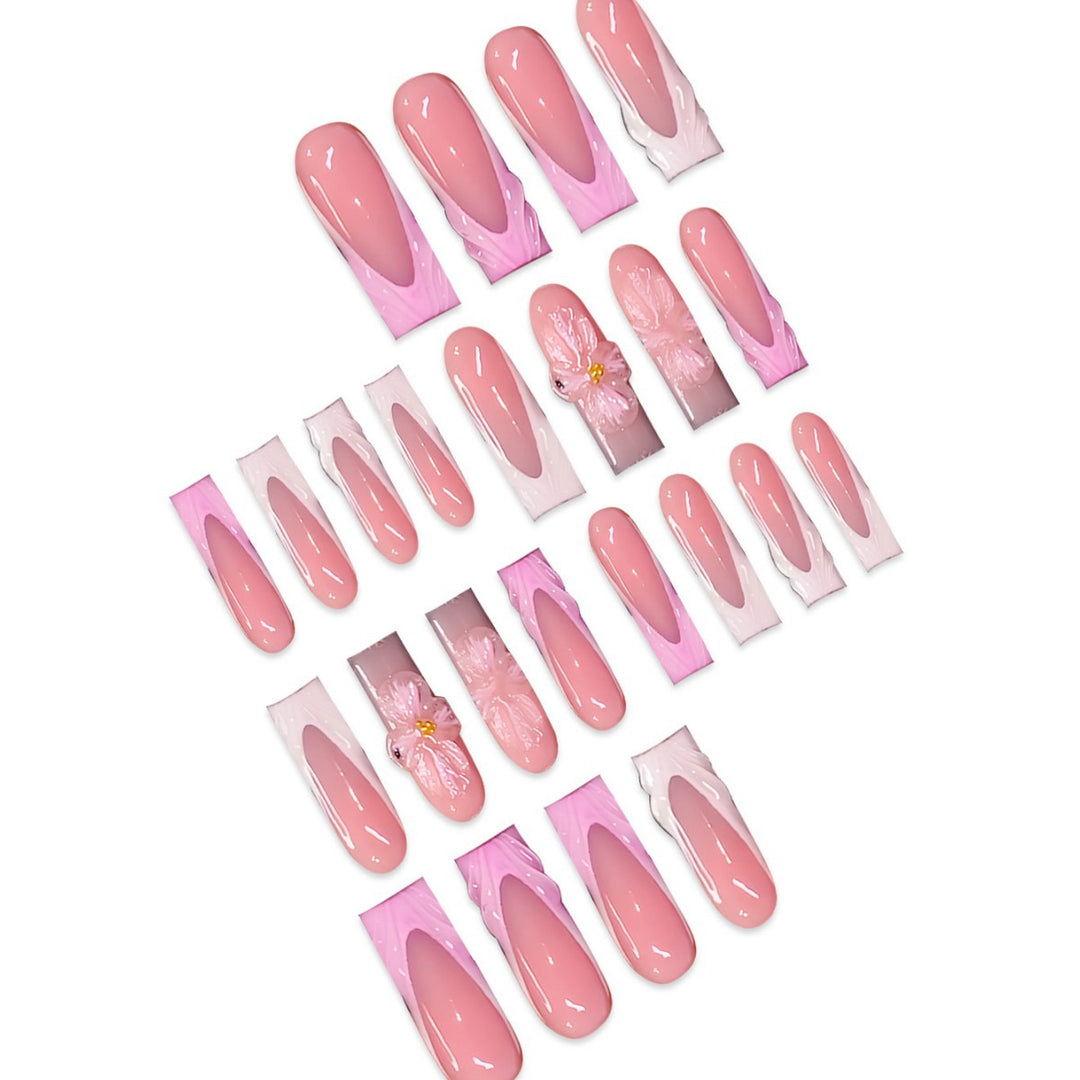 3D Floral Design Press-On Nails Bowlift