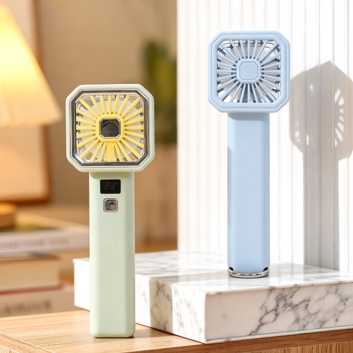 Women's Portable Handheld Fan with LCD Display and USB Charging Function Bowlift