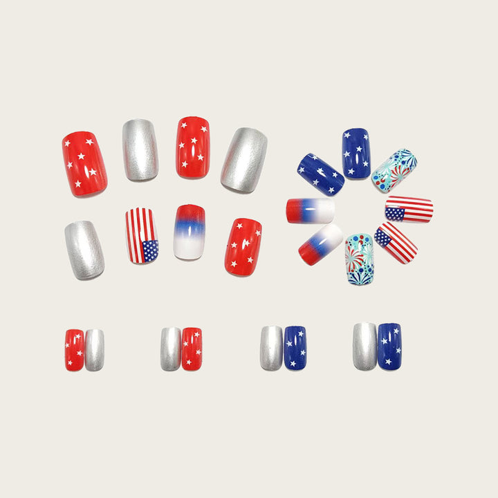 Artificial Nail Set with Patriotic Motifs Bowlift