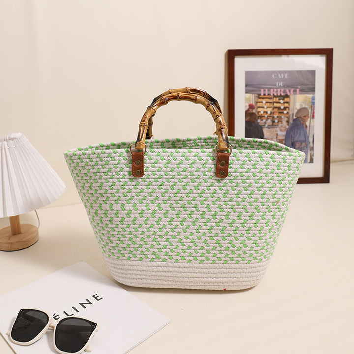 Elegant bamboo handle shopping bag Bowlift