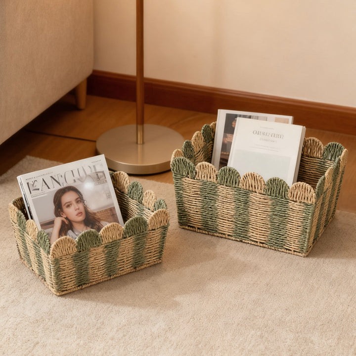 Handcrafted decorative basket with wave edge Bowlift