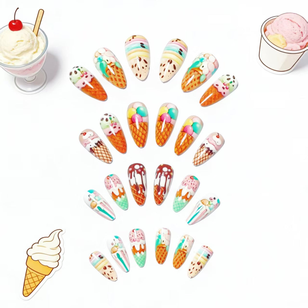 Artistic Ice Cream Cone Nail Art Bowlift
