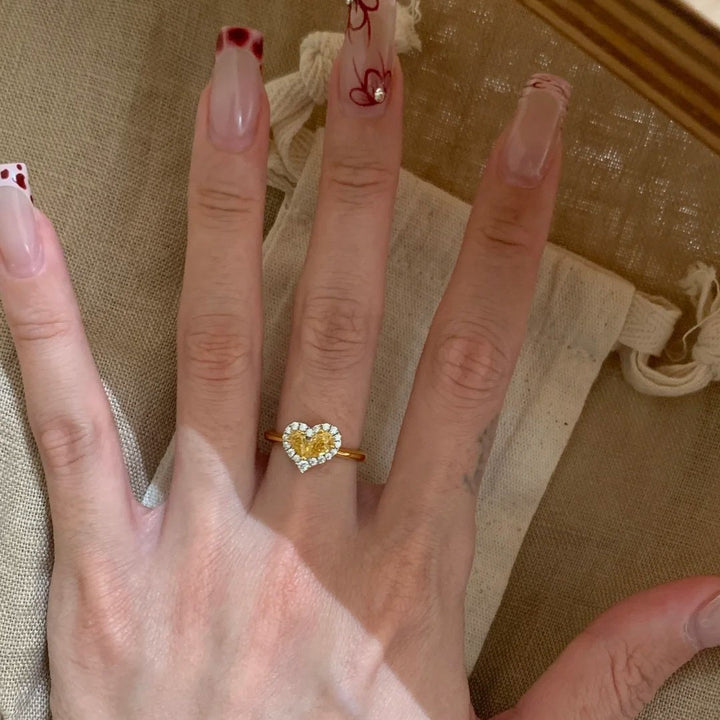 Heart Halo Solitaire Ring With Pavé Stones