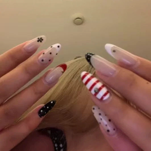 Artistic Stiletto Press-On Nail Set with Unique Patterns Bowlift