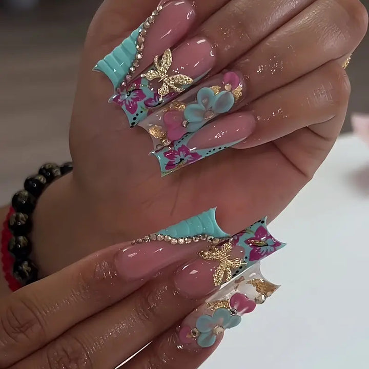 3D Floral Decorative Press-On Nail Art Bowlift