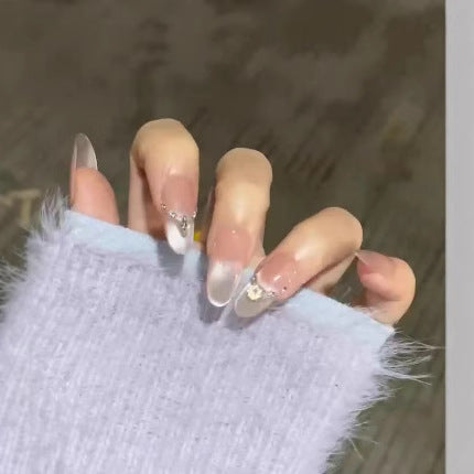 Premium Glossy Nail Tips with Heart Accents Bowlift
