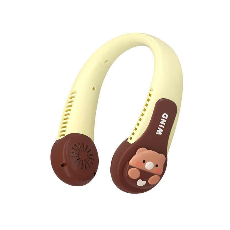 Women Portable Neck Fan with Cute Animal Design Bowlift