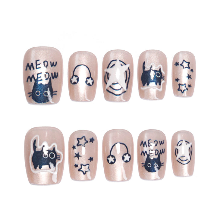 Artificial nail art with cat designs Bowlift