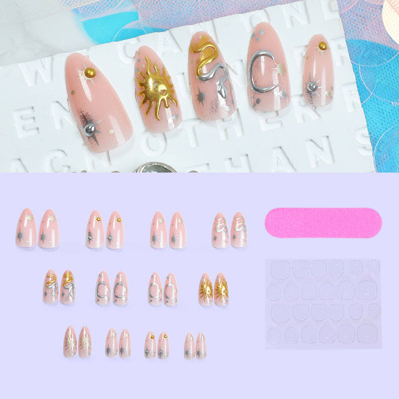 Artificial nail set with star and moon motifs Bowlift