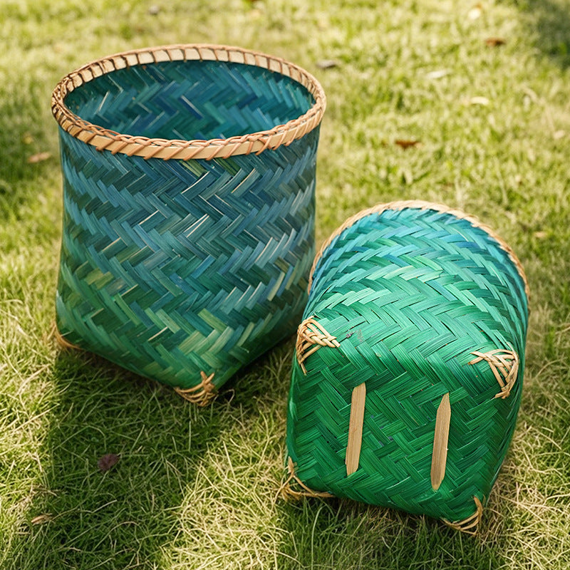 Women's square storage basket made of handwoven natural material Bowlift