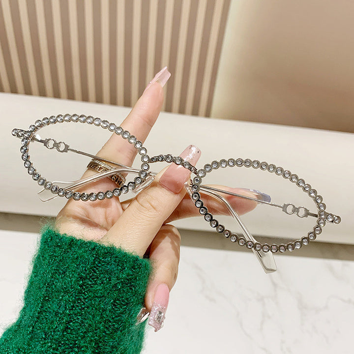 Ladies Designer Eyewear Frame with Extravagant Pearl Frame Bowlift