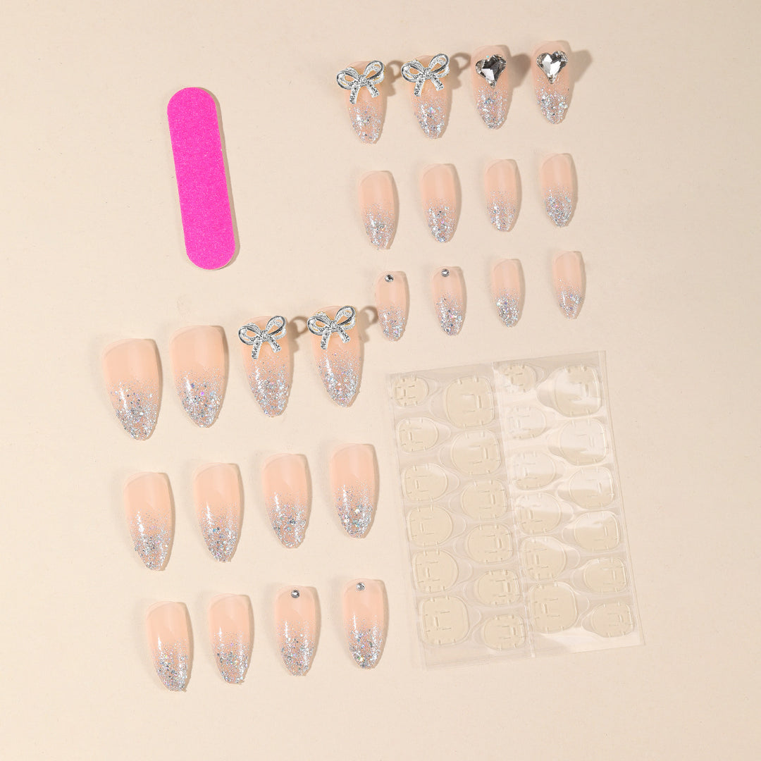 Glittering Rhinestone Accent Nail Art Extensions Bowlift