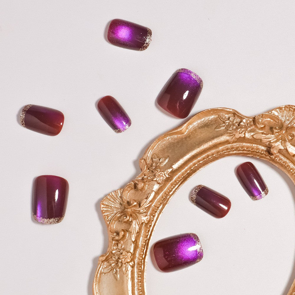 Elegant Glitter Ombre Press-On Nails Bowlift