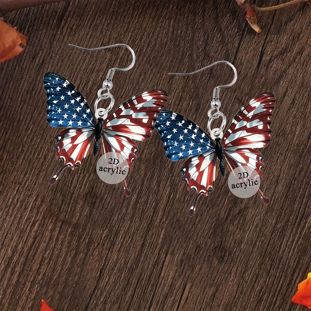 Ladies playful Gnome earrings made of acrylic with patriotic stars-and-stripes motif and skin-friendly hooks Bowlift