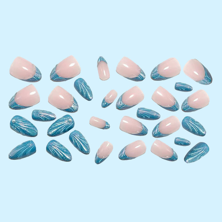 Artificial nails with glitter and wave design Bowlift