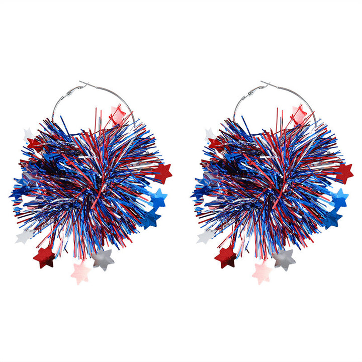Women with eye-catching pompom hoops with lametta tassels and lightweight wire closure Bowlift