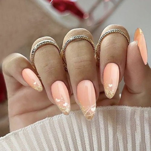 Stylish Glittery French Tip Press-On Nails Bowlift