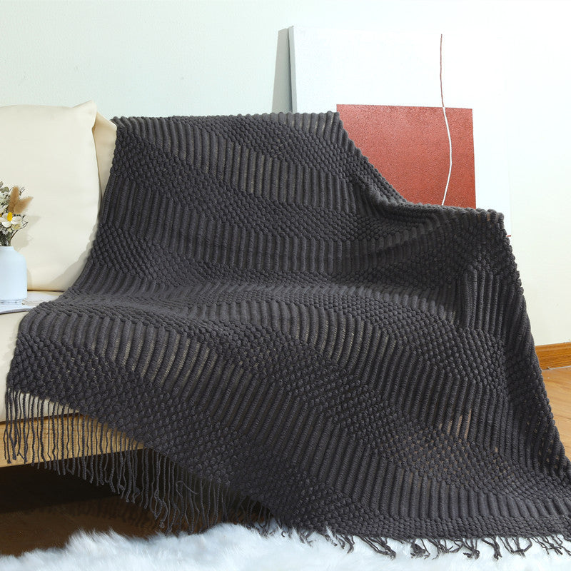 Women's high-quality knitted blanket with textured design Bowlift