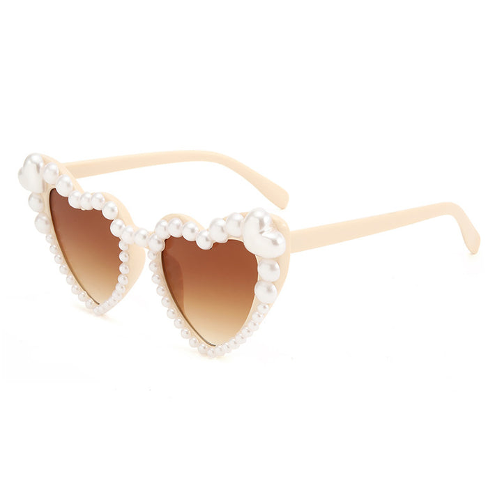 Heart-Shaped Pearl Accented Sunglasses