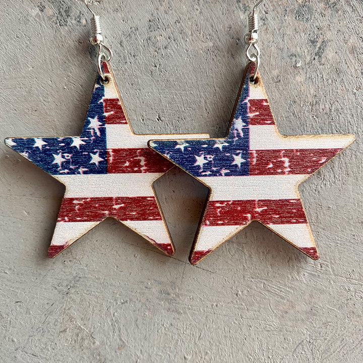 Ladies nan handcrafted wooden earrings cylinder hat motif with star band and lightweight fishhook Bowlift