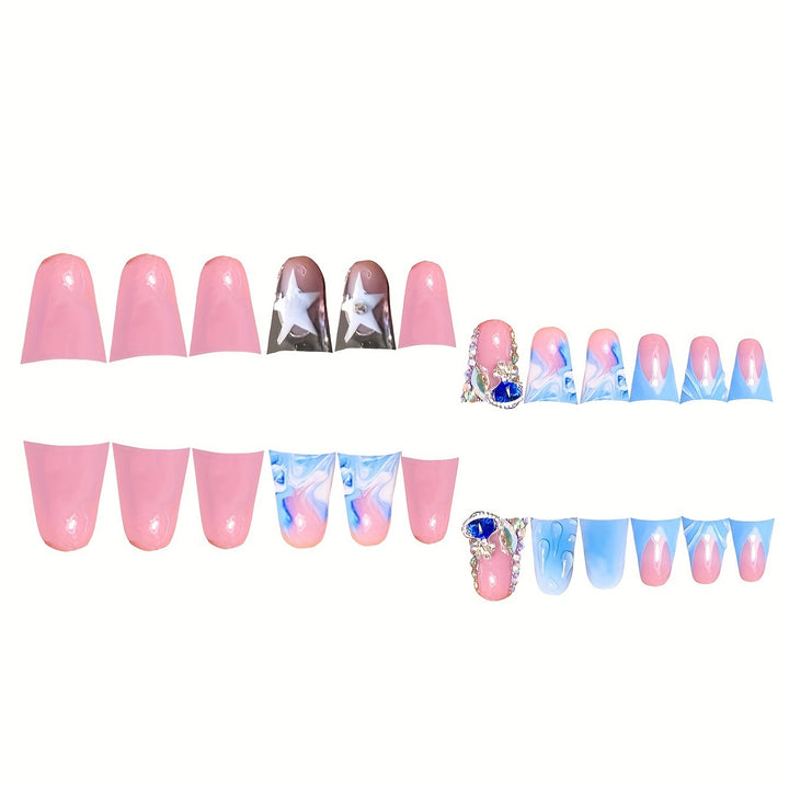 Artistic Water Droplet Press-On Nails Bowlift