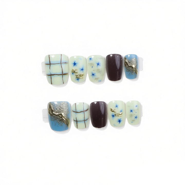 Artistic Abstract Press-On Nail Art Set Bowlift