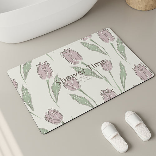 Floral Design Shower Mat Bowlift
