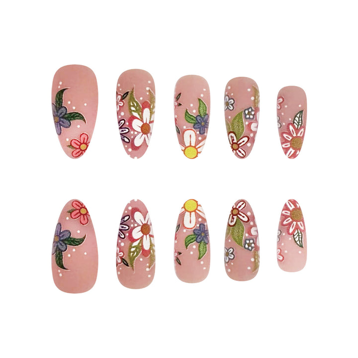 Nail art set with colorful flower designs Bowlift