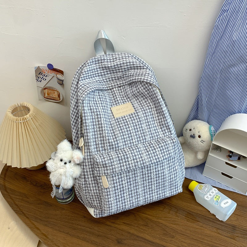 Gingham Patterned Casual Backpack