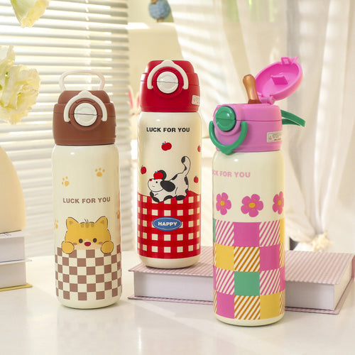 Women's insulated drinking bottle with child-friendly design and practical carrying handle Bowlift