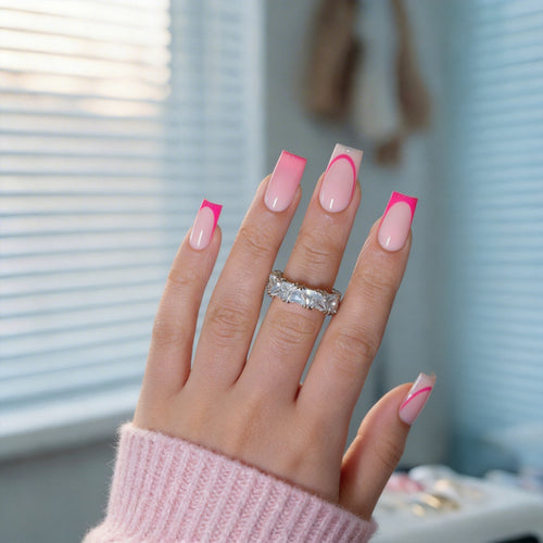 Trendy Gradient French Tip Press-On Nails Bowlift