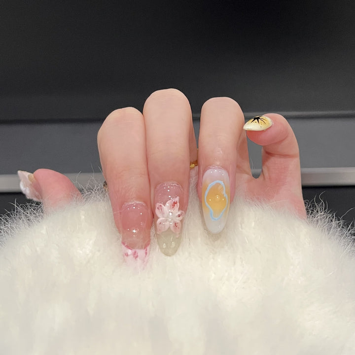 Artistic Floral Press-On Nail Art Set Bowlift