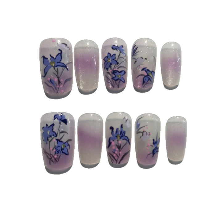 Elegant Floral-Themed Press-On Nails Bowlift