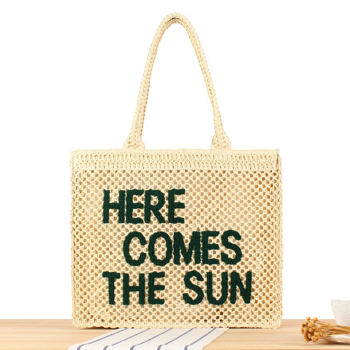 Hand-knotted basket bag with colorful lettering Bowlift