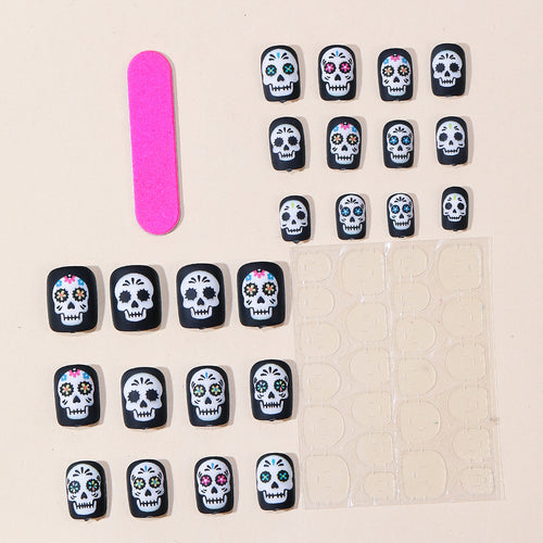Artistic Skull Design Nail Art Bowlift